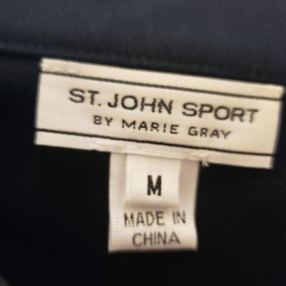 St. John Sport By Marie Gray Navy Jacket Embroidered Chain Accent Womens M - Picture 2 of 8